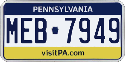 PA license plate MEB7949