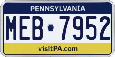 PA license plate MEB7952