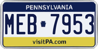 PA license plate MEB7953