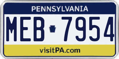 PA license plate MEB7954