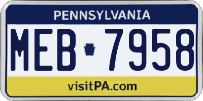 PA license plate MEB7958
