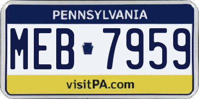 PA license plate MEB7959