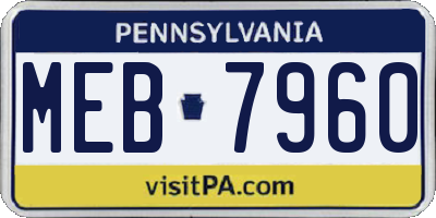PA license plate MEB7960