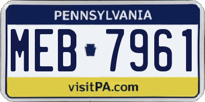 PA license plate MEB7961