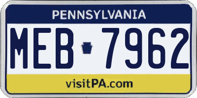 PA license plate MEB7962