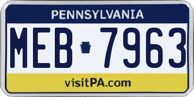 PA license plate MEB7963