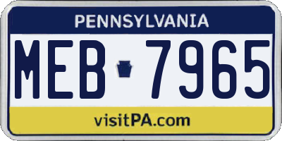 PA license plate MEB7965