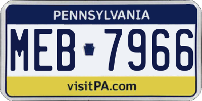 PA license plate MEB7966