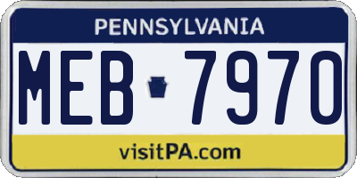 PA license plate MEB7970