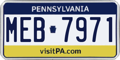 PA license plate MEB7971