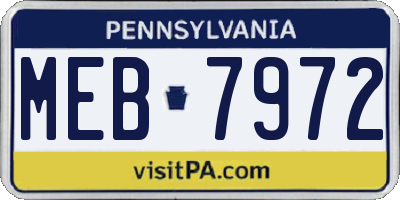 PA license plate MEB7972