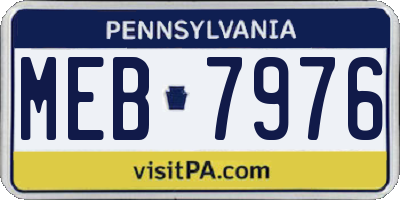 PA license plate MEB7976