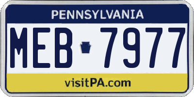 PA license plate MEB7977