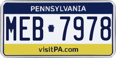 PA license plate MEB7978