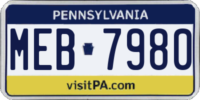 PA license plate MEB7980
