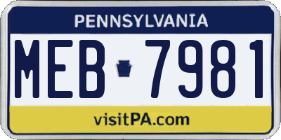 PA license plate MEB7981