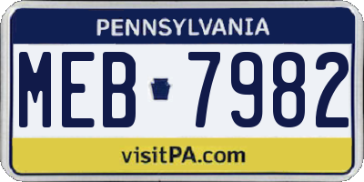 PA license plate MEB7982