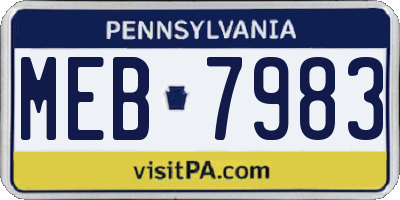 PA license plate MEB7983