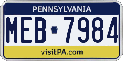 PA license plate MEB7984