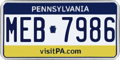 PA license plate MEB7986