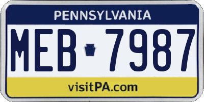 PA license plate MEB7987