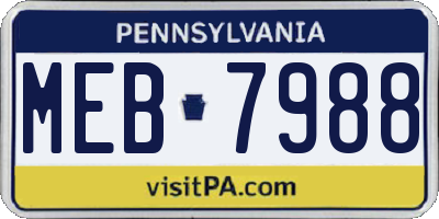 PA license plate MEB7988
