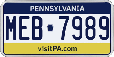 PA license plate MEB7989