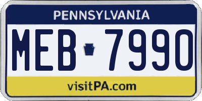 PA license plate MEB7990