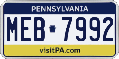 PA license plate MEB7992