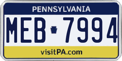PA license plate MEB7994
