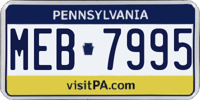 PA license plate MEB7995