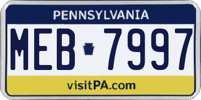 PA license plate MEB7997