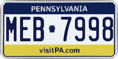PA license plate MEB7998