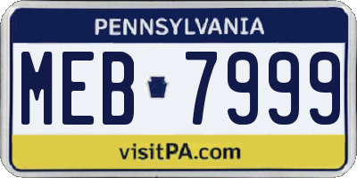 PA license plate MEB7999