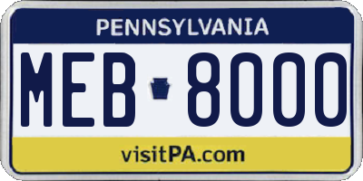 PA license plate MEB8000