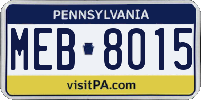 PA license plate MEB8015