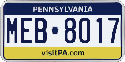 PA license plate MEB8017