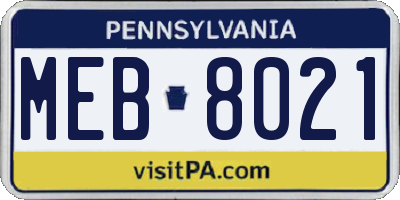 PA license plate MEB8021