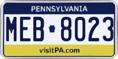 PA license plate MEB8023