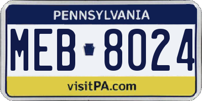 PA license plate MEB8024