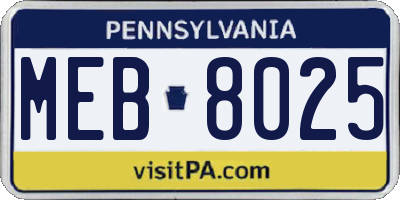 PA license plate MEB8025