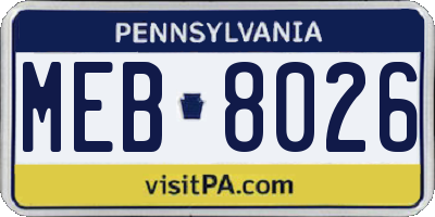 PA license plate MEB8026