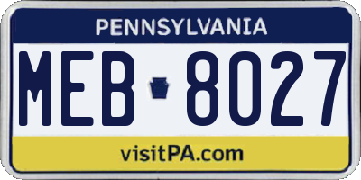 PA license plate MEB8027