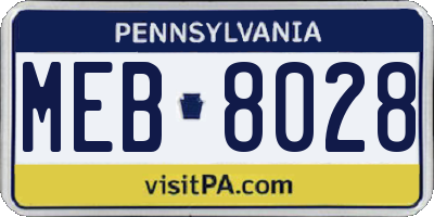 PA license plate MEB8028