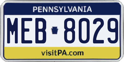 PA license plate MEB8029