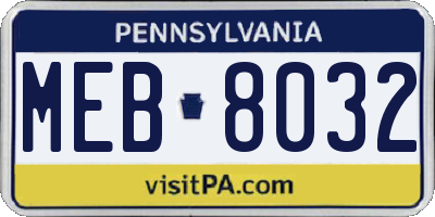 PA license plate MEB8032