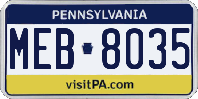 PA license plate MEB8035