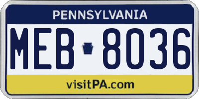 PA license plate MEB8036