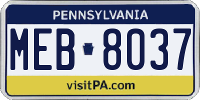 PA license plate MEB8037