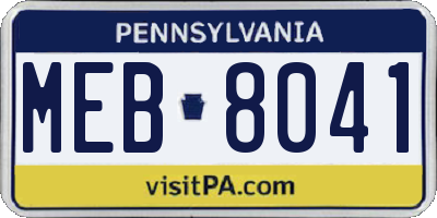 PA license plate MEB8041